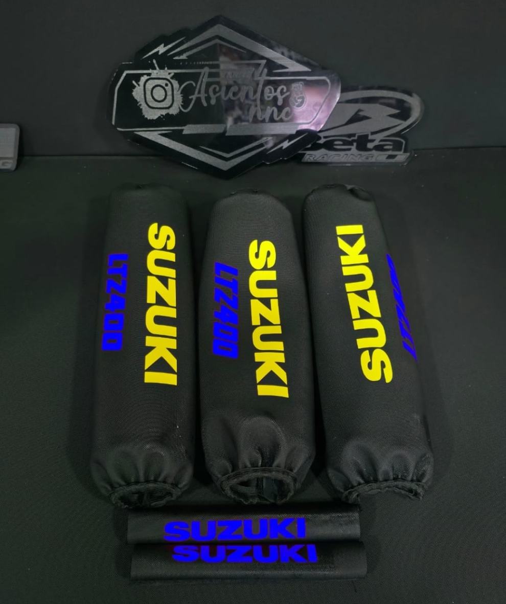 PROTECTORES DE AMORTIGUADORES SUZUKI LTZ400 azul/amarillo/negro