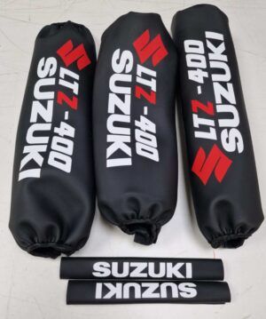 PROTECTORES DE AMORTIGUADORES SUZUKI LTZ400 blanco/negro/rojo